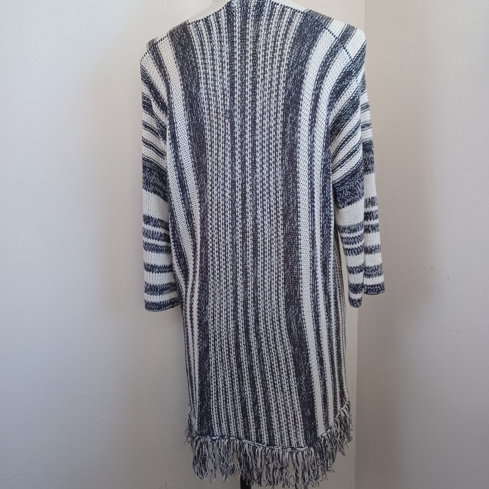 Wooden Ships Paola Buendia Striped Fringe Cardigan Sweater Women's XS S - Picture 8 of 10